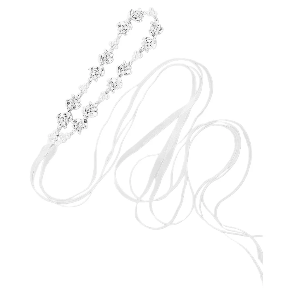 Pearl and Rhinestone Waist Chain Wedding Belt Decor Decorate Fabric Belts for Women Miss