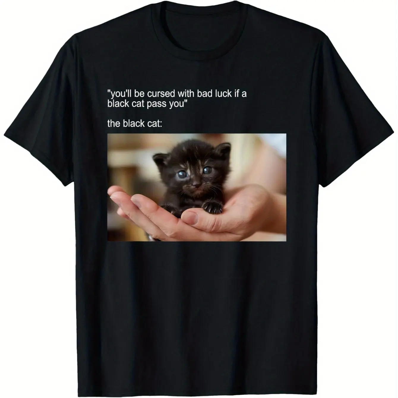 Small Black Cat Graphic Print Summer Autumn Winter Men's and Women's Short Sleeved T-shirt Casual Loose Outdoor Street Fashion
