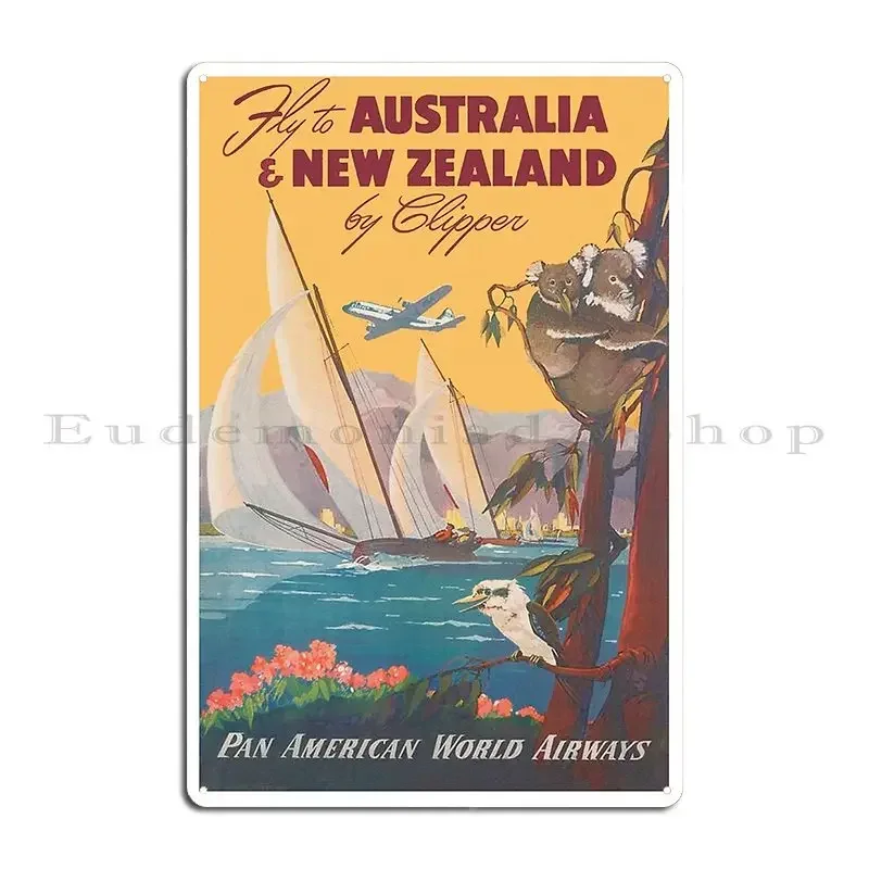 Australia And New Zealand Vintage Travel Poster Metal Plaque Poster Party Plaques Custom Home Living Room Tin Sign Poster