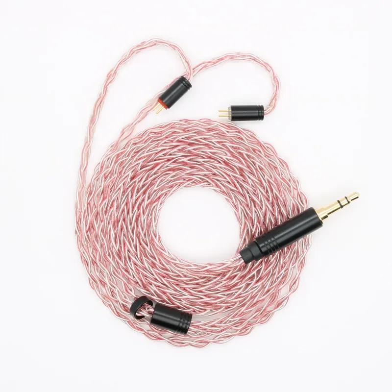 2024 FHSKS GY2402 Audio 8-strand silver red plated copper wire MMCX/QDC/TFZ/0.78mm 2-pin headphone upgrade cable 2.5/3.5/4.4