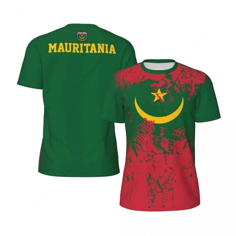 Fashion Mauritania Flag Football T Shirt Casual Summer Short Sleeve Mens 3D Printed Sports T-shirt Loose Street Quick Dry Tees