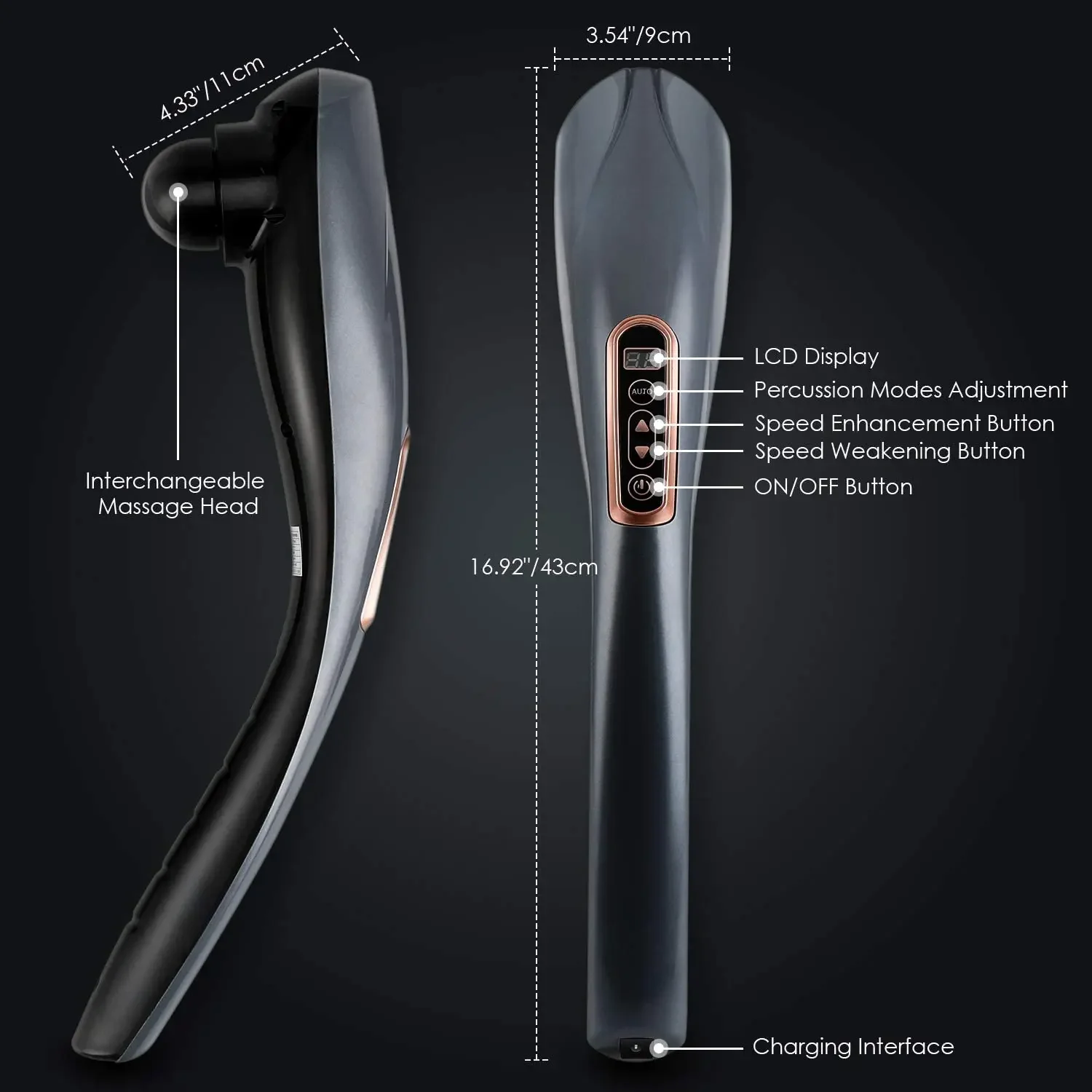 Cordless Rechargeable Portable Handy Electric Massage Machine Full Body Infrared Handheld Percussion Hammer Massager