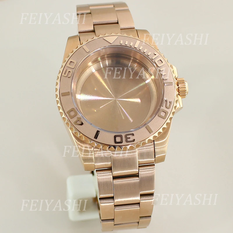 Rose Gold 40mm Watch Case Sapphire Glass 120clicks Bezel For Seiko NH35 NH34 NH36 NH38 Miyota 8215 ETA 2824 Movement 28.5mm Dial