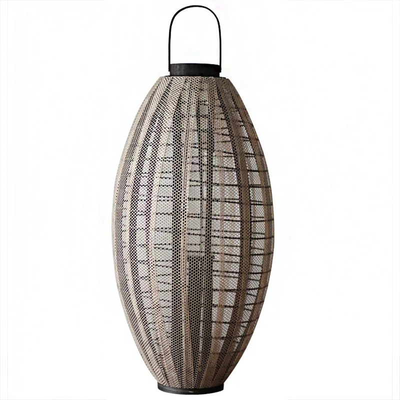 Lampada a vento nordica dal pavimento al soffitto, candeliere in tessuto di legno, lanterna, ufficio vendite, negozio B & B, cortile del giardino dell'hotel