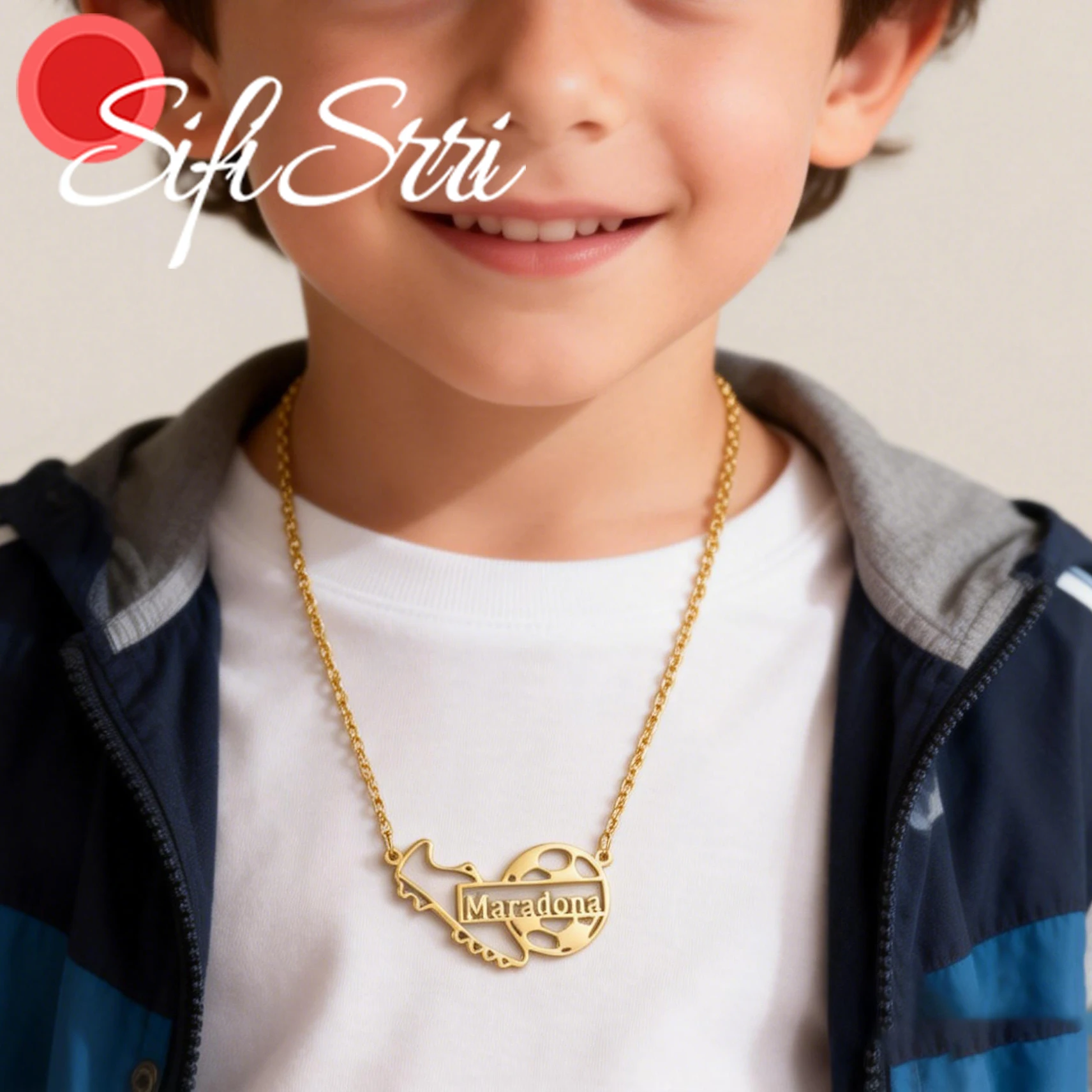 

Sifisrri Custom Name Necklace for Women Men Football Pendant Stainless Steel Jewelry Choker Chain Personalized Birthday Gift