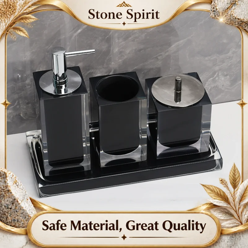 High Quality Resin Hand Sanitizer Bottle, Bathroom Decoration Accessories, Shampoo Dispenser, Cotton Swab Box, Aromatherapy Tray
