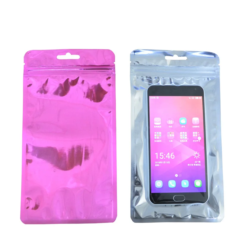 100 Pcs 12x22cm Colorful And Transparent  Aluminum Foil Zip Lock Bag For Electronic Mobile Phone Shell Bags