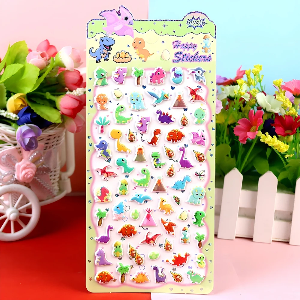 4 stücke Kawaii Tier Dinosaurier 3D Blase Aufkleber Graffiti Fahrrad Gepäck Schreibwaren Wasserdicht Nette Dekoration Puffy Aufkleber Geschenke