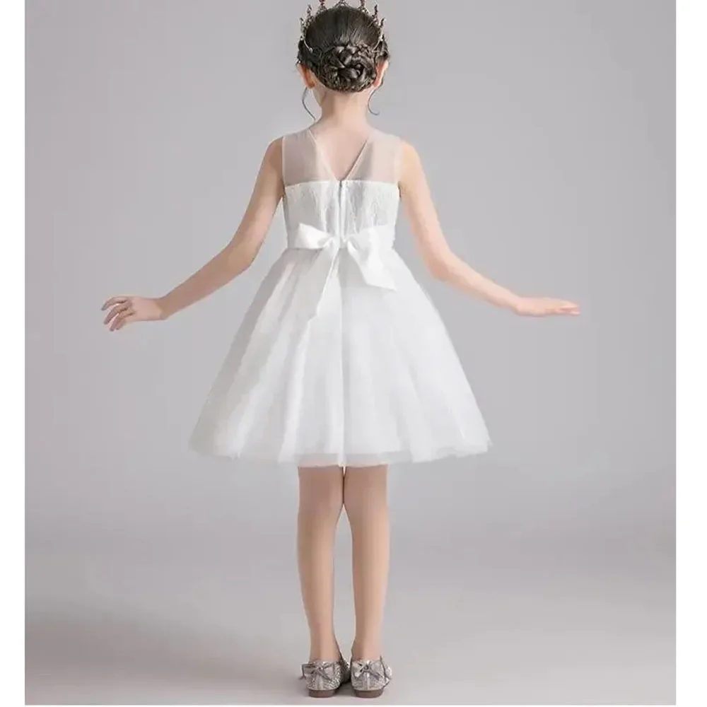 Girls' Dress 2024 Summer New Flower Girl Princess Dress Mesh Fluffy Children's Festival Performance Dress