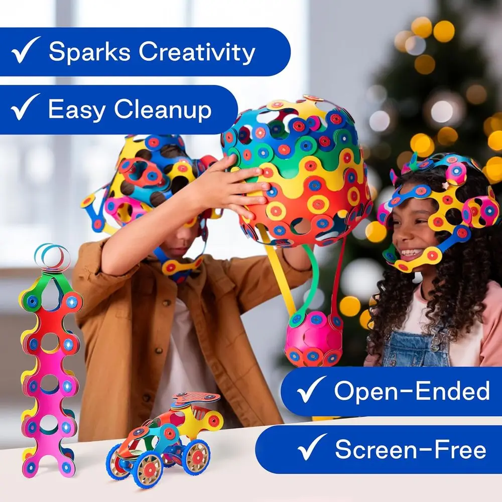 STEM 영감을 받은 자석 빌딩 세트: 창의적인 놀이를 위한 42피스 클릭소 레인보우, 4세 이상