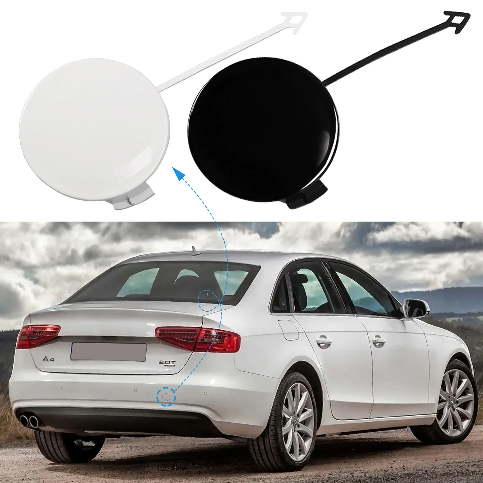 

OLANGDA Rear Bumper Tow Hook Cover Cap Towing Eye For Audi A4 B8 Accessories 2013 2014 2015 2016 Right 8K0807441B