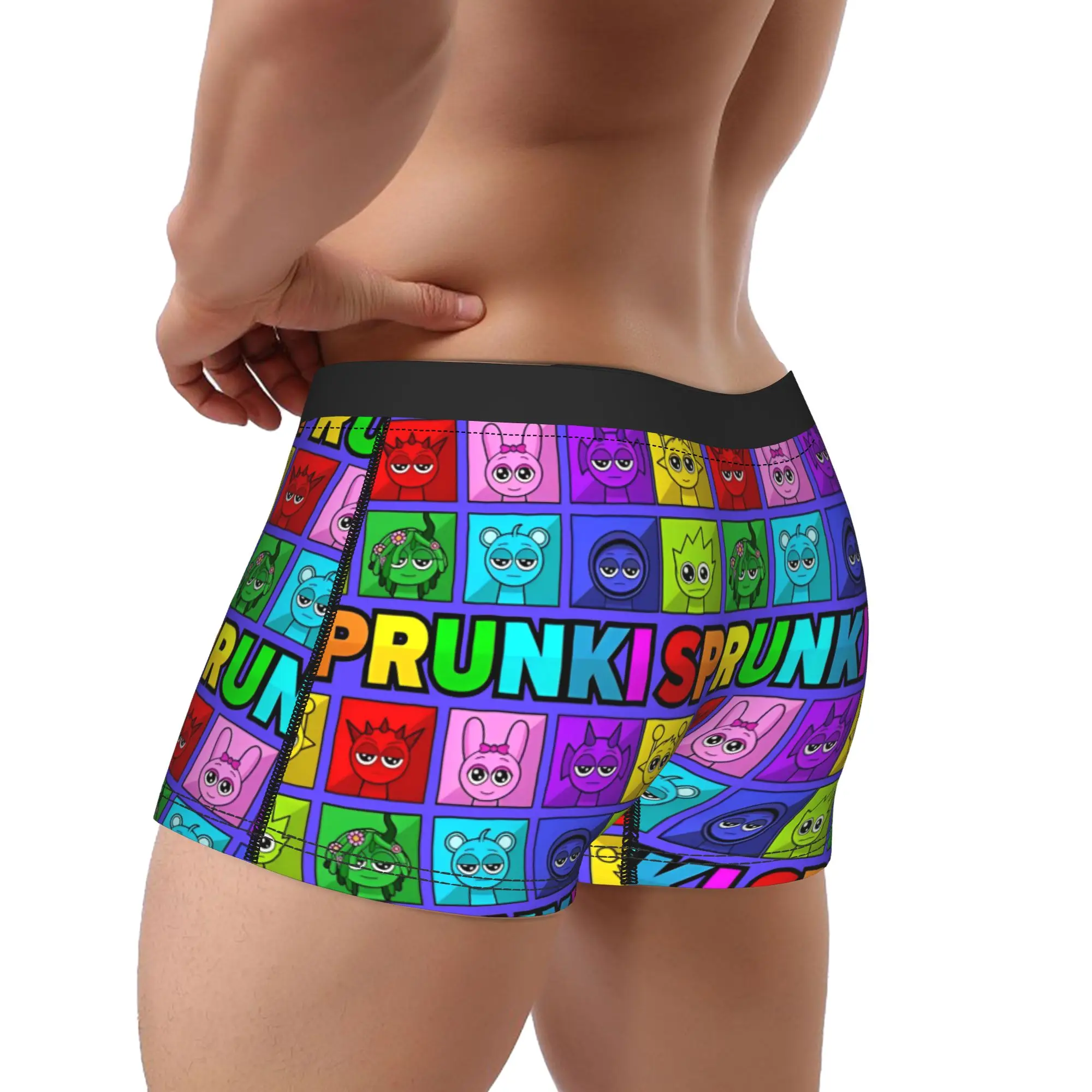 Sprunki Characters Game Man Underwear Durple Pinki Jevin Sky Vineria Boxer Briefs Shorts Panties Underpants for Male Plus Size
