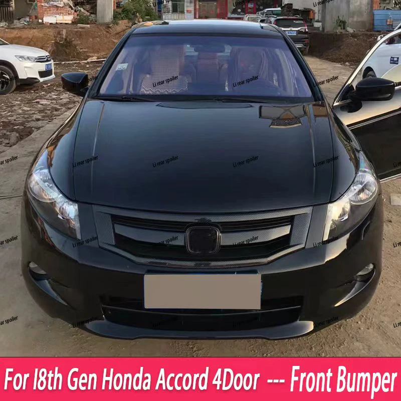 

For 2008 -2010 8th Gen Honda Accord 4Door Sedan Carbon Fiber Gloss Black Style Front Grille Car Assecories