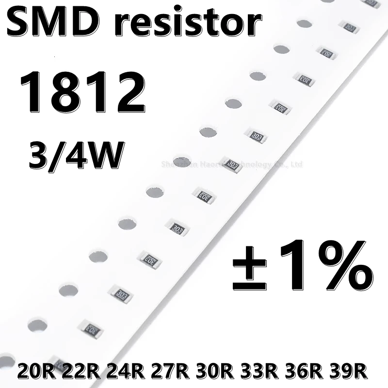 (20pcs) 1812 SMD resistor 1% 20R 22R 24R 27R 30R 33R 36R 39R 3/4W higher quality