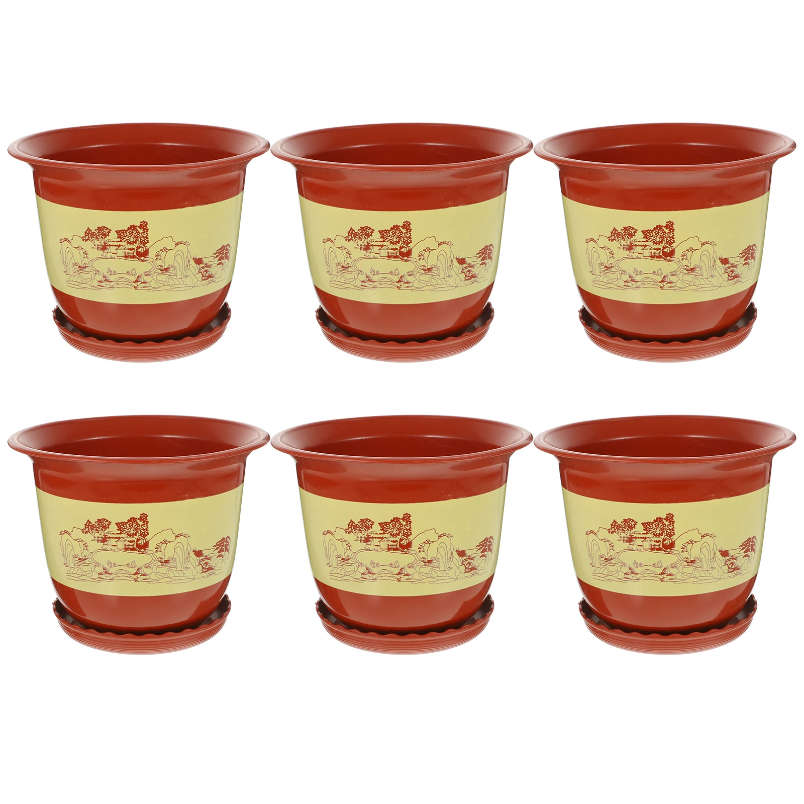 

6 set Plastic Orchid Plant Pot With Saucer Nursery Flowerpot For Indoor Plants Balcony Garden Breathable Flower Pots Household