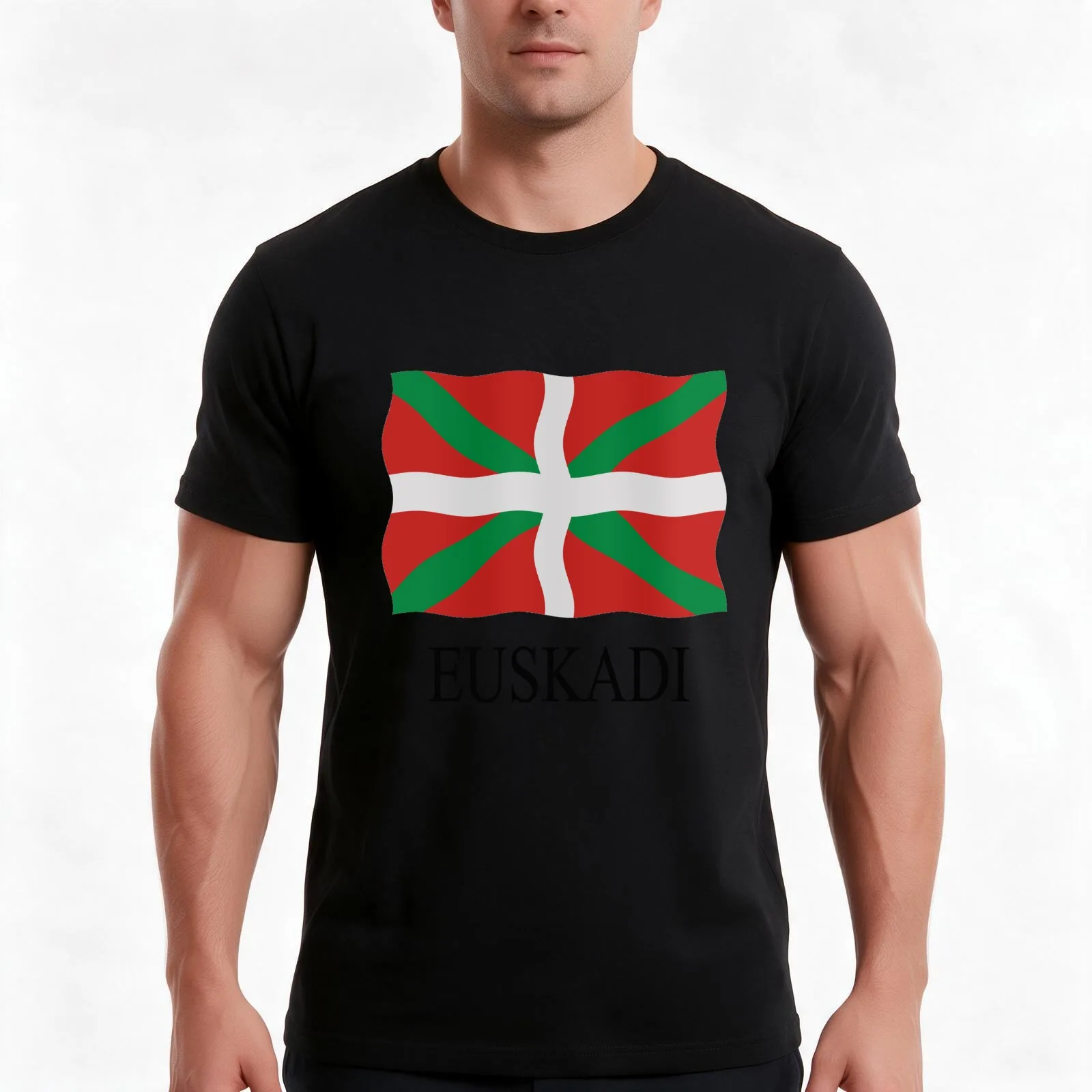 Basque flag T-Shirt, Summer Casual Cotton Tee, Oversized Streetwear Tops, Vintage Graphic Print, Loose Fit Short Sleeve