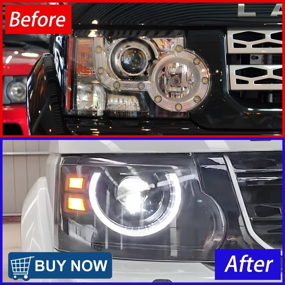 لاند روفر ديسكفري 4 2010-2016 LED مجموعة المصابيح الأمامية للسيارات ترقية ثنائية البؤرة العارض عدسة اكسسوارات المصابيح الأمامية للسيارة #5