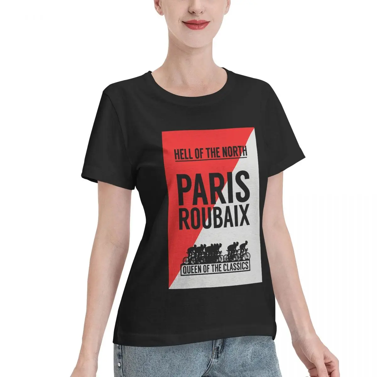 Popular On Social PARIS ROUBAIX Vintage Bike Racing Print Women's T-shirt Date Outfit College Girls Top