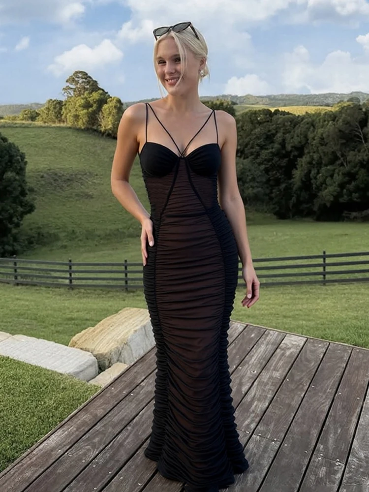 Estranho gato sexy malha retalhos vestido feminino elegante tendência ruched dupla camada sem mangas hottie festa clube pêssego nádegas bodycon