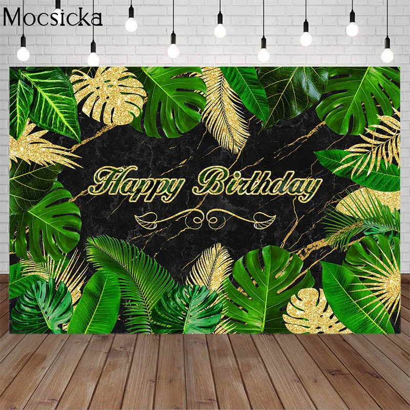 Grass Green Leaves Backdrop Summer Tropical Jungle Leaf Decor Wedding Kid Birthday Party Photo Background Studio Props Photocall