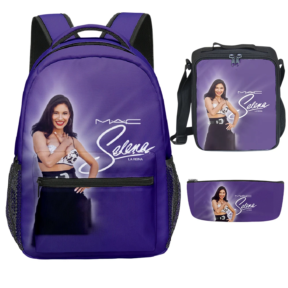 

Harajuku Popular Funny Selena Quintanilla 3D Print 3pcs/Set Student School Bags Laptop Backpack Crossbody Lunch bag Pencil Case