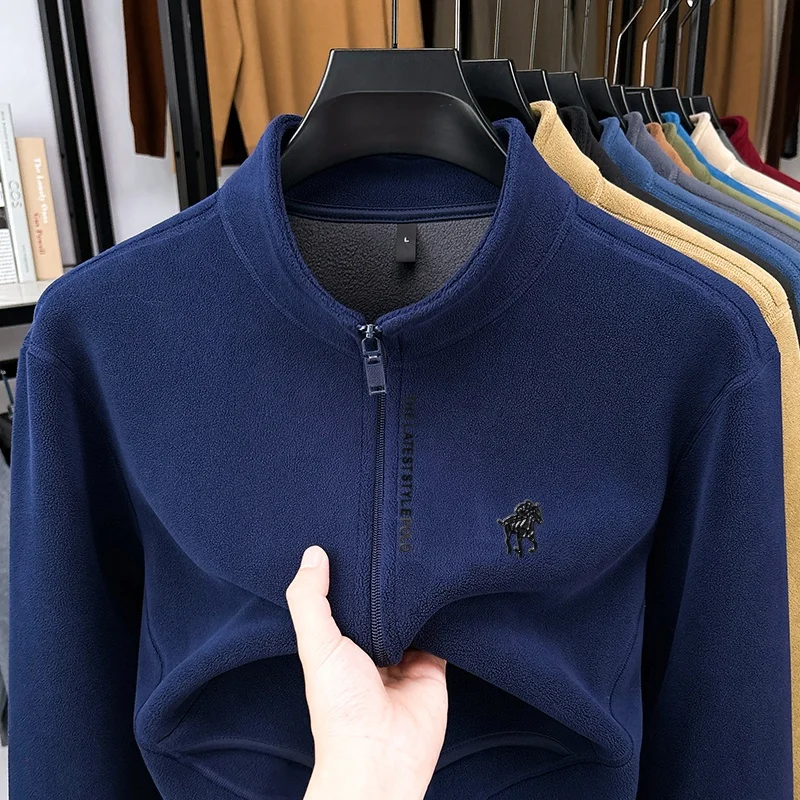 حار بيع الفاخرة جودة الرجال الوقوف طوق سستة معطف جديد وصول مريحة الحصان طباعة سترة الشتاء الأعمال الرجالية