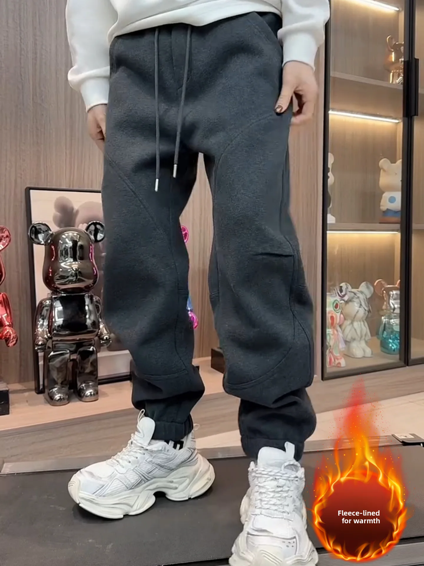 

Модные мужские спортивные брюки на флисовой подкладке, прямой крой, эластичный пояс, средняя посадка, осень-зима, новинка