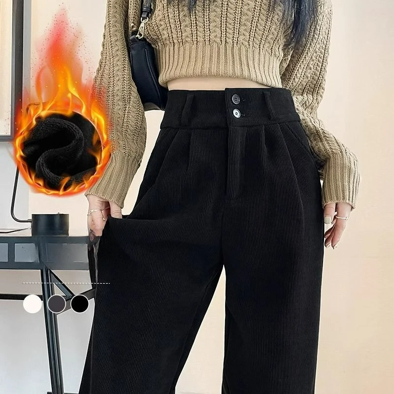 145CM Small Chenille Wide Leg Pants Women's Autumn Winter 150 Plus Fleece High Waist Drop Casual Straight Leg Pants Xs