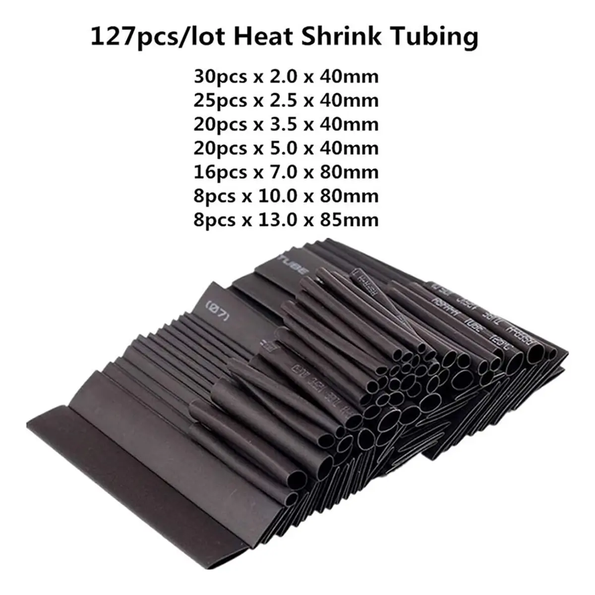 127-Piece Heat Shrink Tubing Set, Shrink Ratio 2:1, Electrical Consumables.