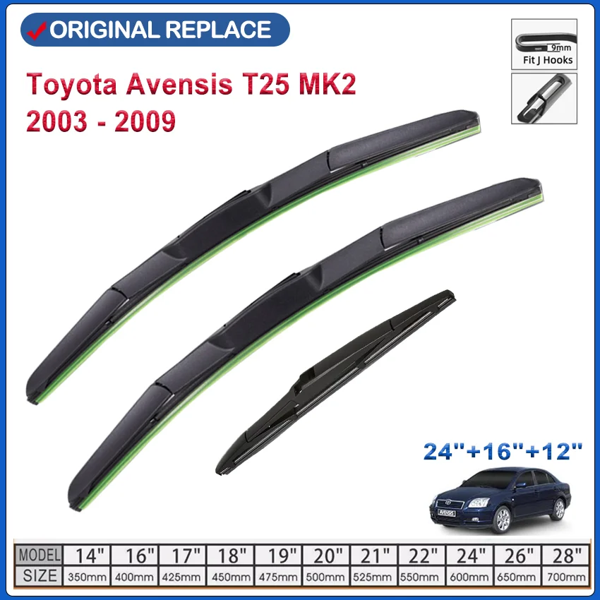 Front Rear Wiper Windshield Wiper Set For Toyota Avensis T25 2003 - 2009 MK2 Washer Brushes Blades Window Windscreen 24