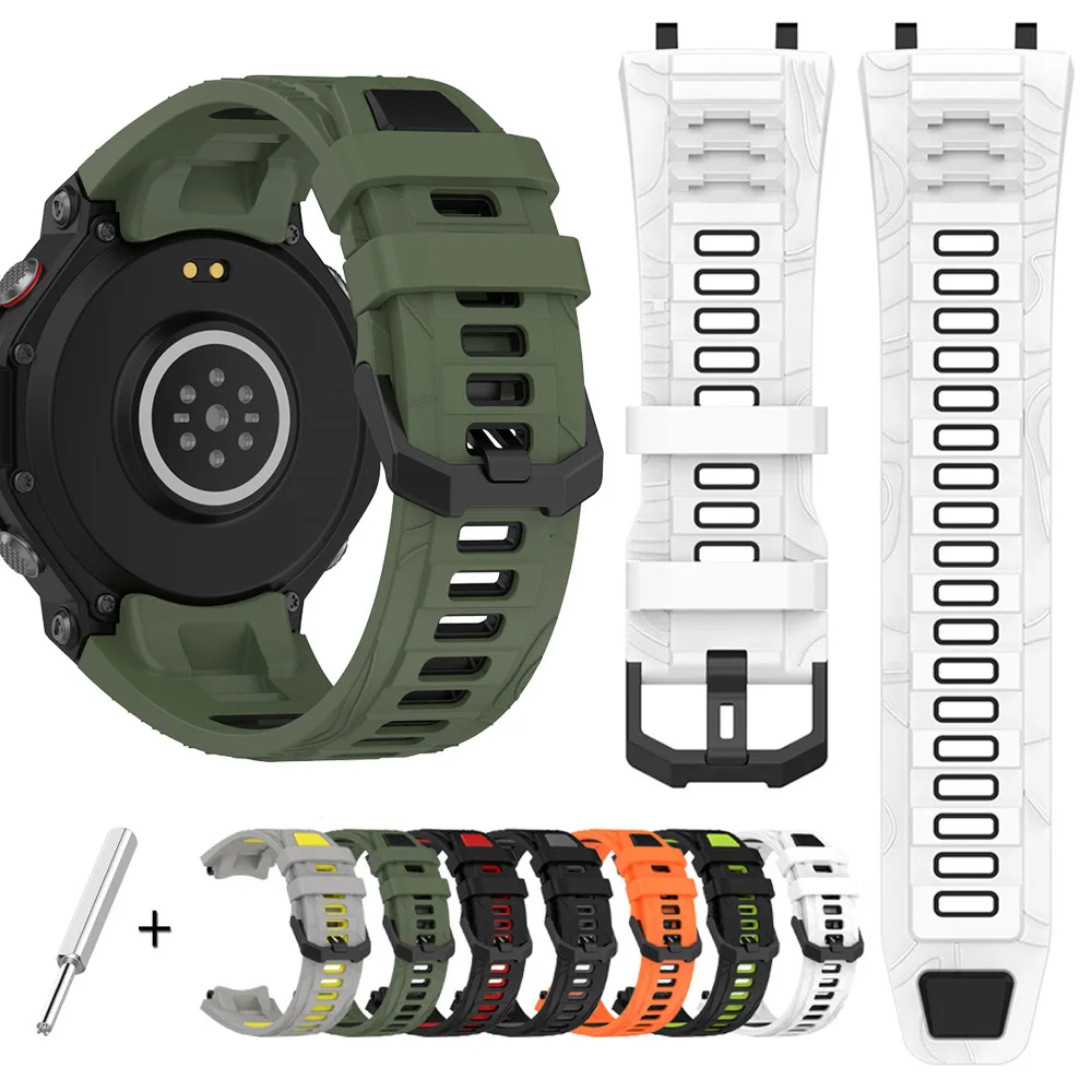 

Double Colors Strap For Huami Amazfit T-Rex 3 High Quality Silicone Watchband With Tool Wristband For Amazfit T-Rex 3
