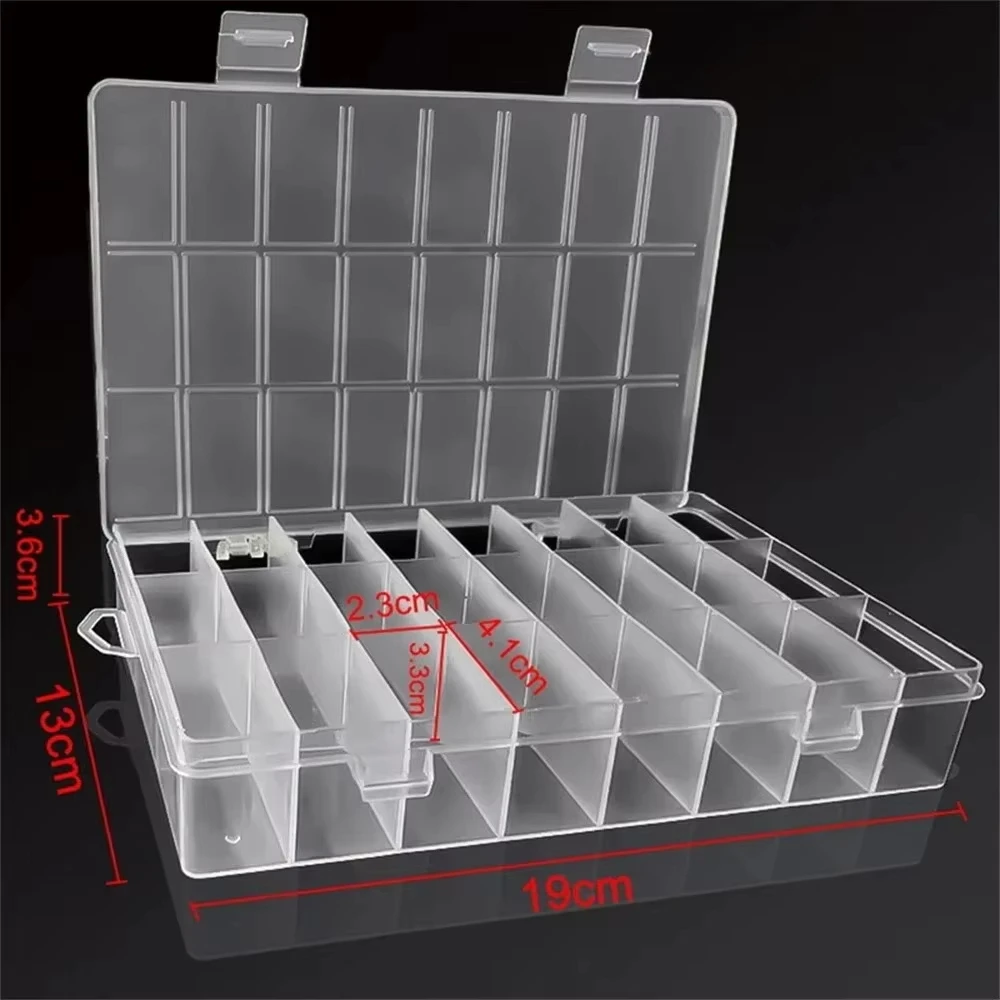 Clear 24-Compartment Plastic Storage Box – Organizer for Crafts, Beads, Jewelry & Small Items (1 Pack)