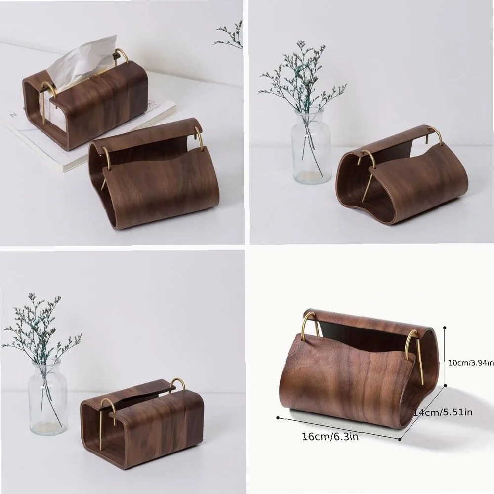 

Nordic Wooden Tissue Box Holder, Retro Desktop Paper Towel Holder for Living Room Home Decor