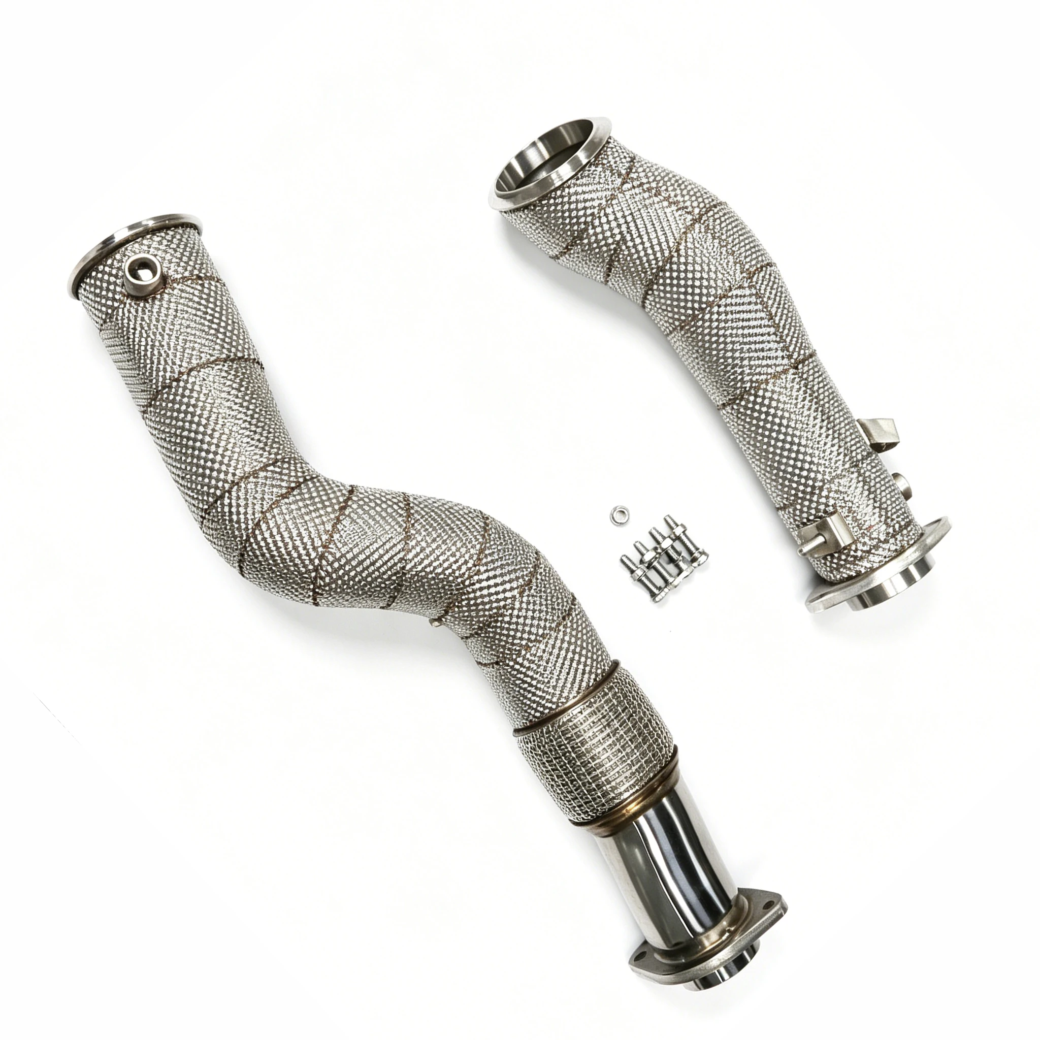 New Large Bore High Flow SS304 S58 Downpipe with Heat Shield for G80 M3 G82 M4 G87 M2 3.0T Racing Boost Horsepower