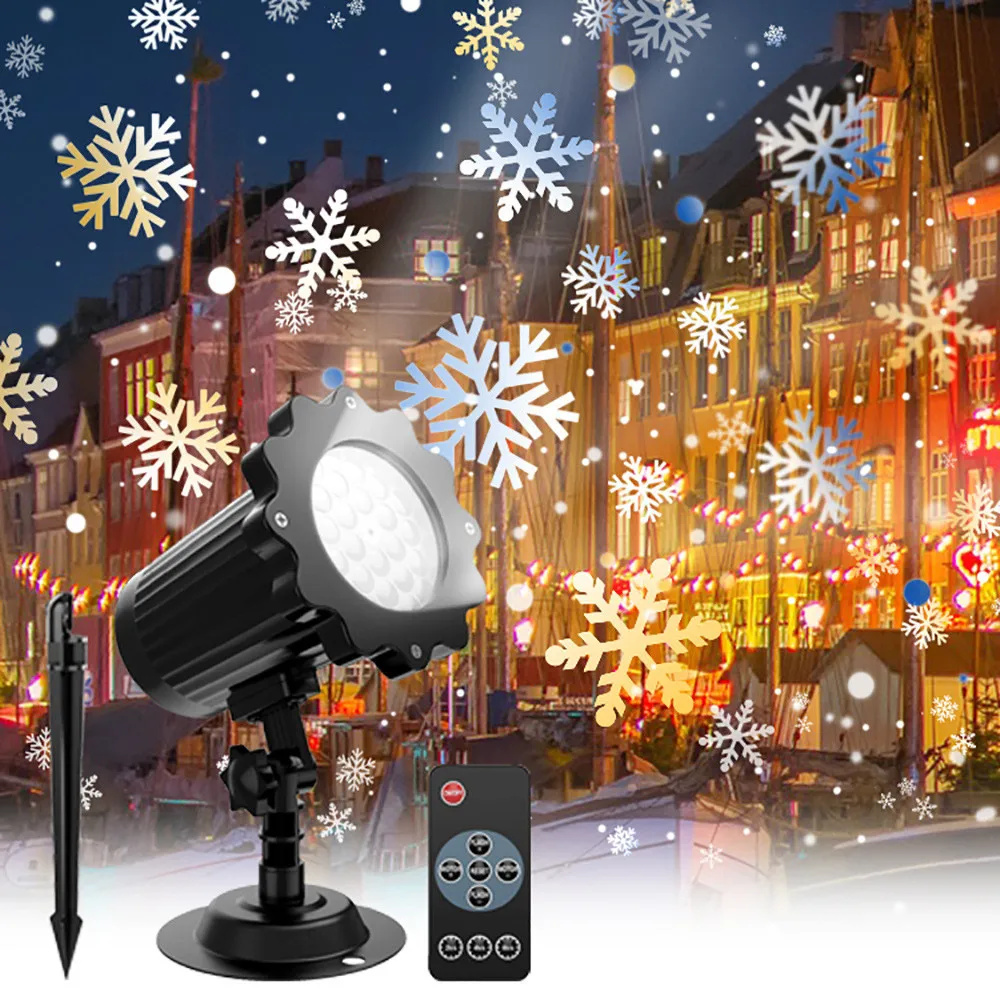 Christmas Snowflake Projector Lights for Outdoor IP65 Waterproof Holiday Projector Lamp Rotating Snowfall Lamp for Garden Decor