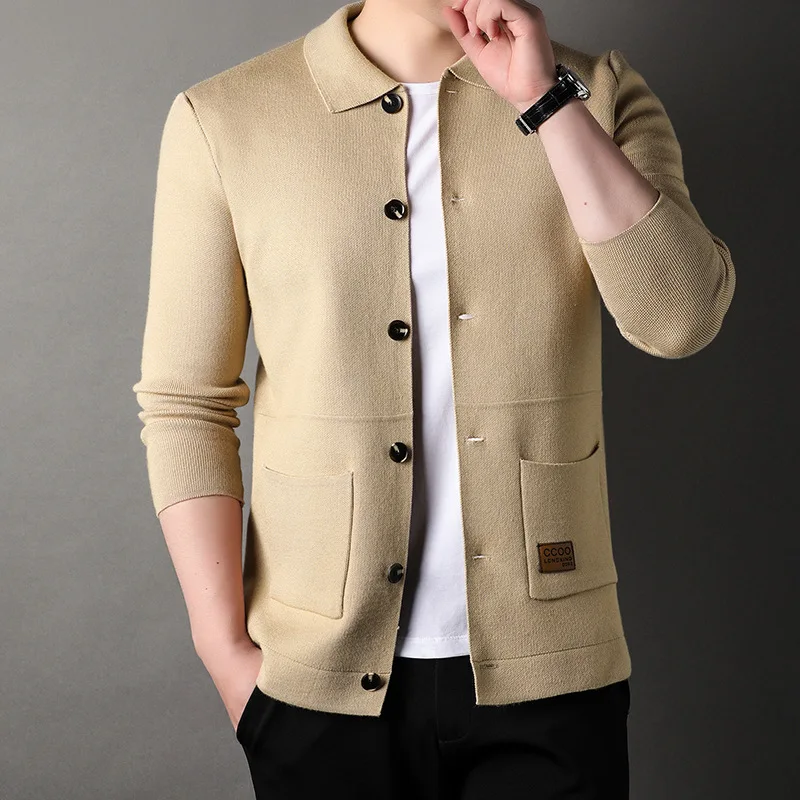 2023 primavera e autunno Cardigan maglieria da uomo colletto Polo cappotto moda giovanile Casual sottile maglione moda sciolto