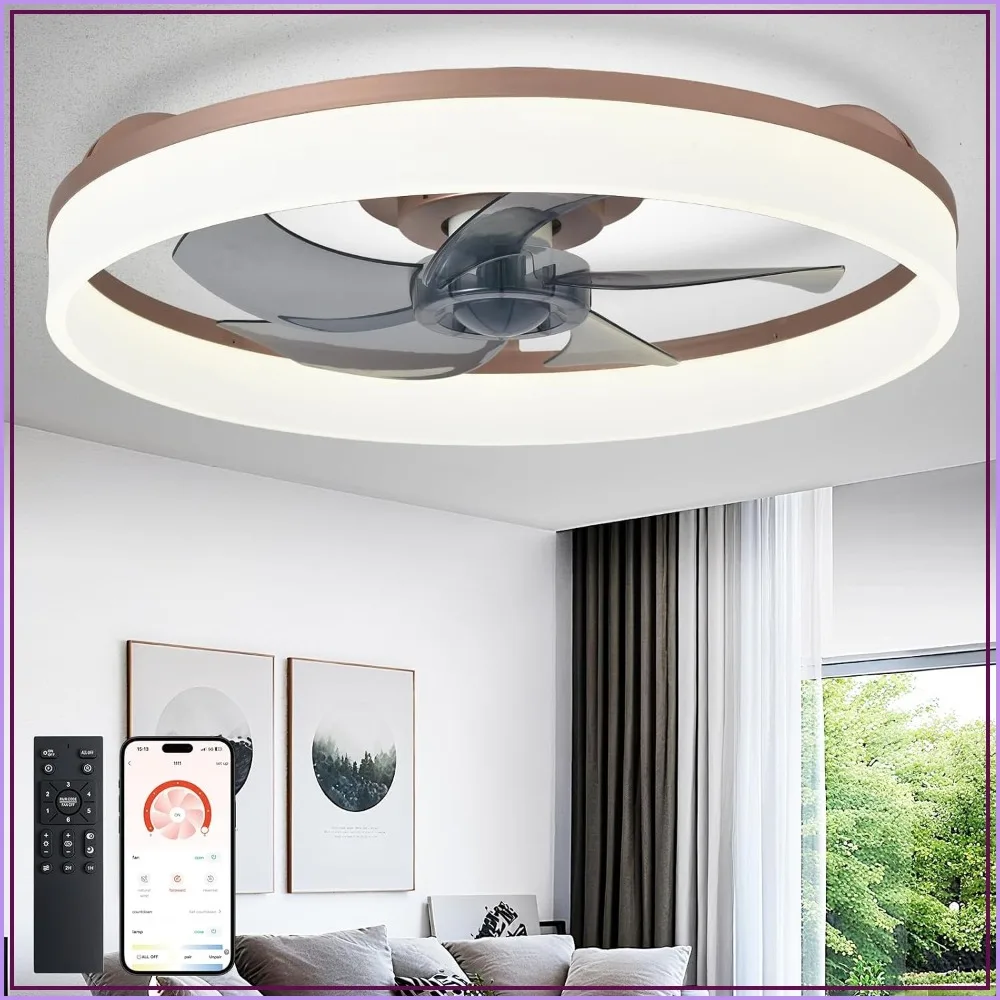 20 inch ceiling fan with light low profile bladeless remote dimmable bedroom living room