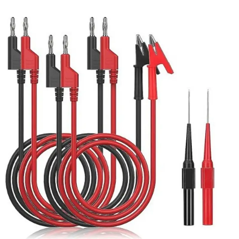 NEWA25P Electrical Testing Multimeter Test Lead Kit:Alligator Clips, Banana Plugs, Power Supply Connectors For Multimeters