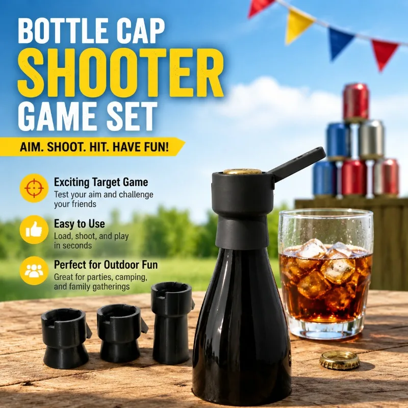 

Bottle Cap Launcher Fun Shooting Game Toy Cap Target Shooting Tool Outdoor Interactive Leisure Plaything Creative Entertainment