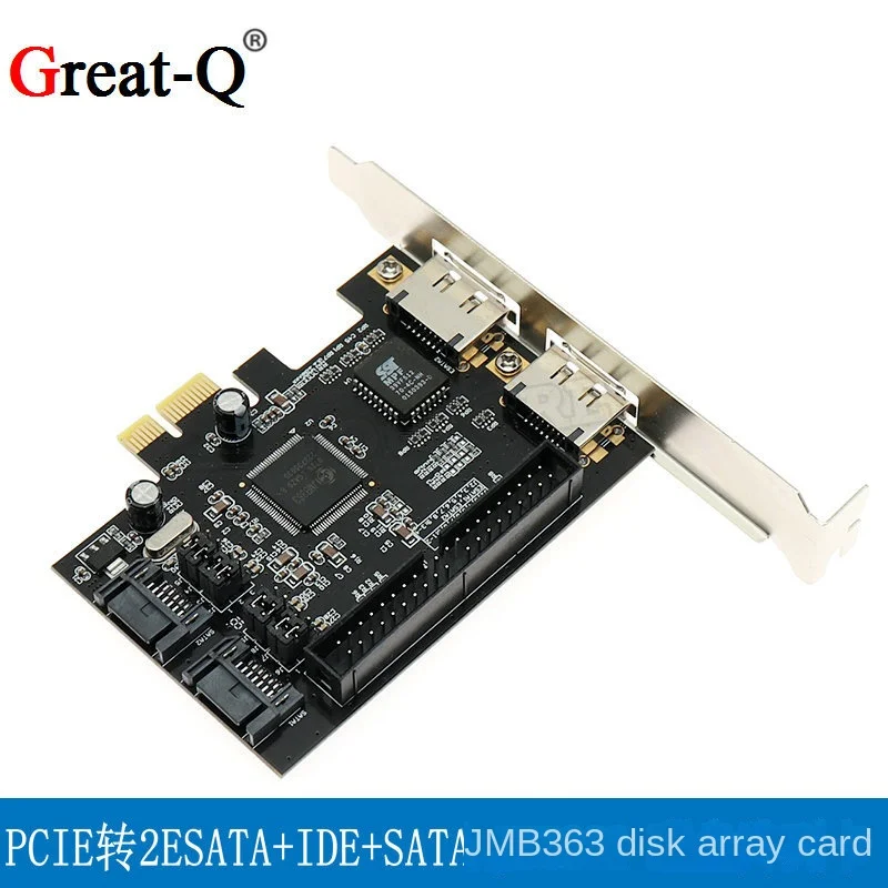 PCI-E to 2 ESATA+SATA+IDE expansion card adapter card JMB363 chip disk array card