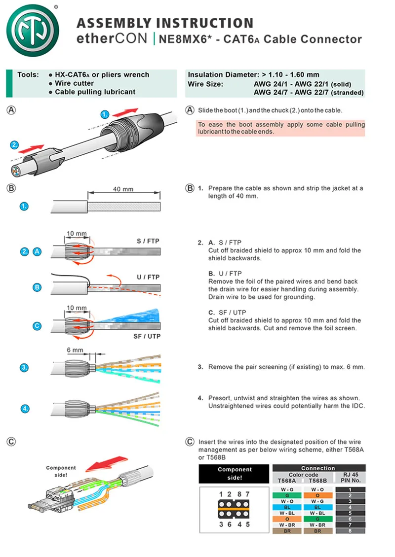 NEUTRIK NE8MX6 EtherCON CAT6A Netzwerkkabelstecker XLR RJ45 Stecker Robuste Metallabschirmung Industrielles Ethernet-Audiosignalübertragung – Detail 17