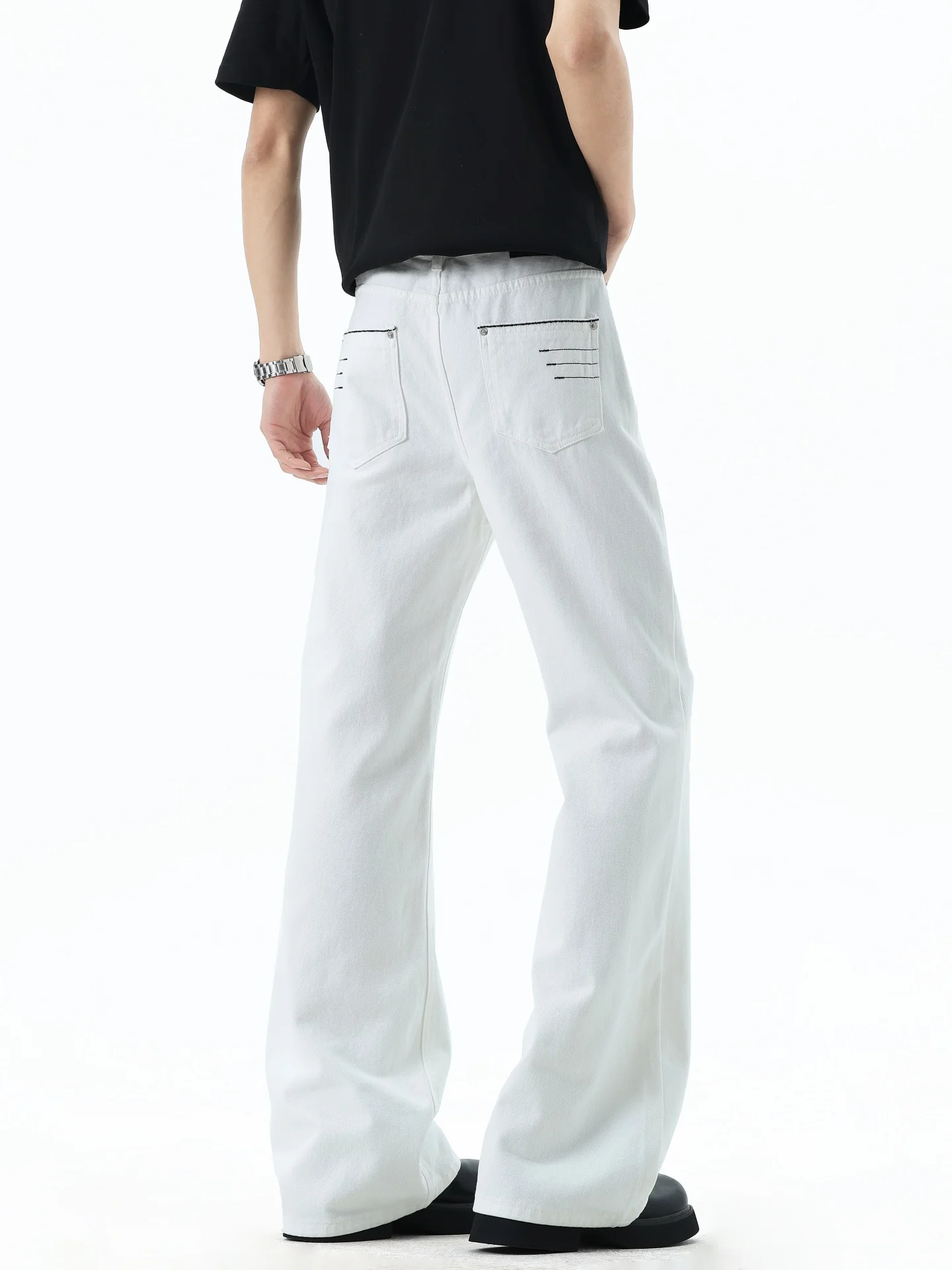 

American Style Loose Straight Leg Jeans Men's High Street Vibe Slimming Basic Match Boys Jeans Casual mid Waist Washed