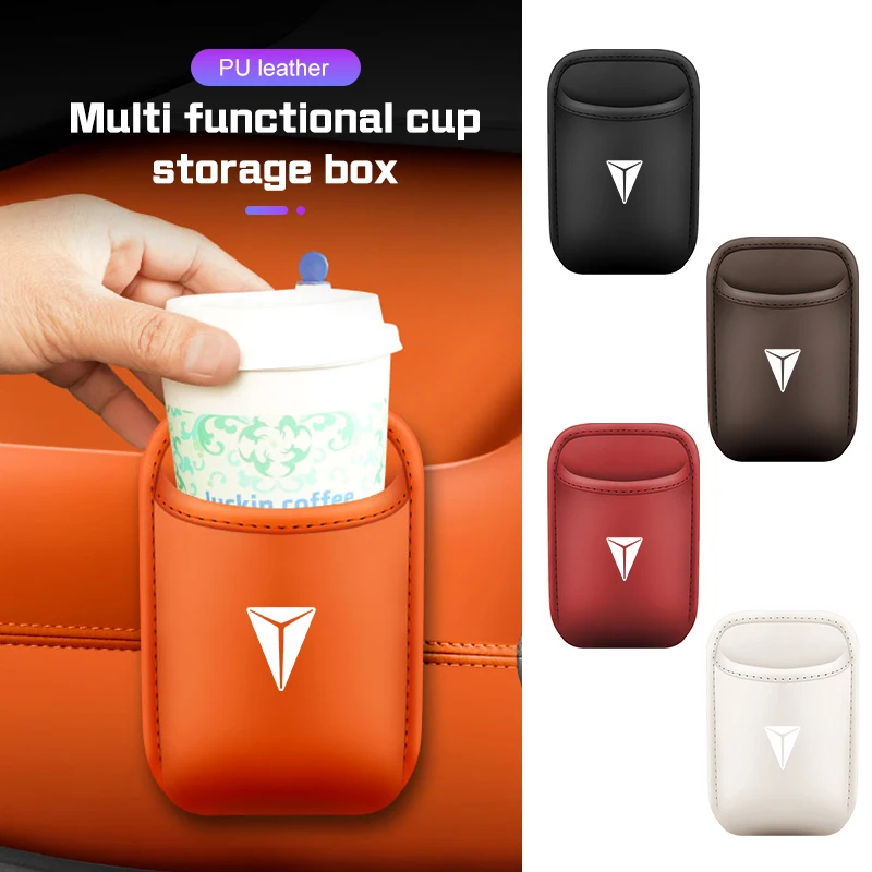 Portavasos de cuero PU para coche Changan Deepal SL03 S05 S07 L07 S09, respaldo de asiento de coche/portada lateral, caja de almacenamiento de bebidas, organizador de vasos de agua