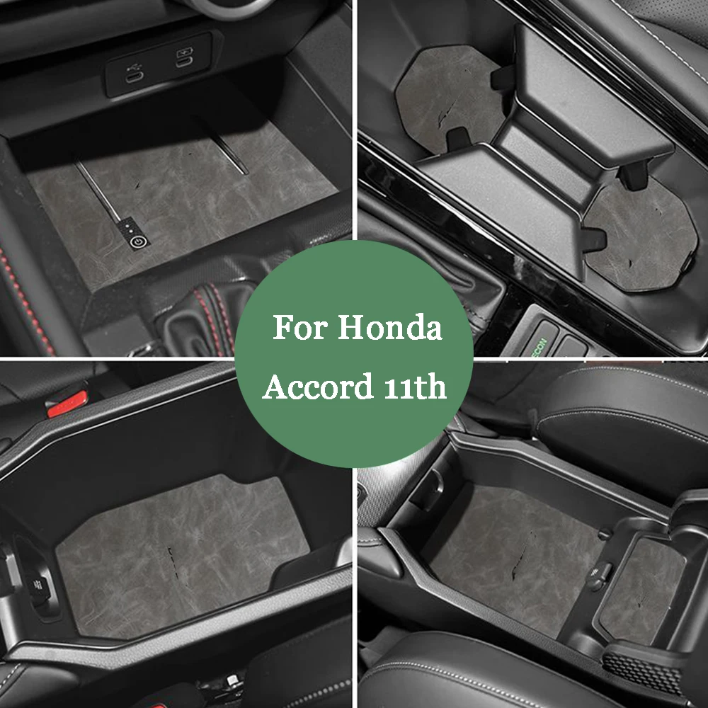 For Honda Accord 11th Gen Accessories 2023 2024 Leather Mats Car Door Central Console Water Cup Storage Box Gate Groove Mat