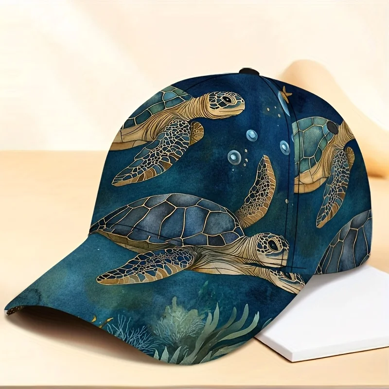 Mystical Sea Turtles Journey Print Classic Baseball Cap Ideal for Daily Wear Adjustable Design Lightweight Comfort for Traveling
