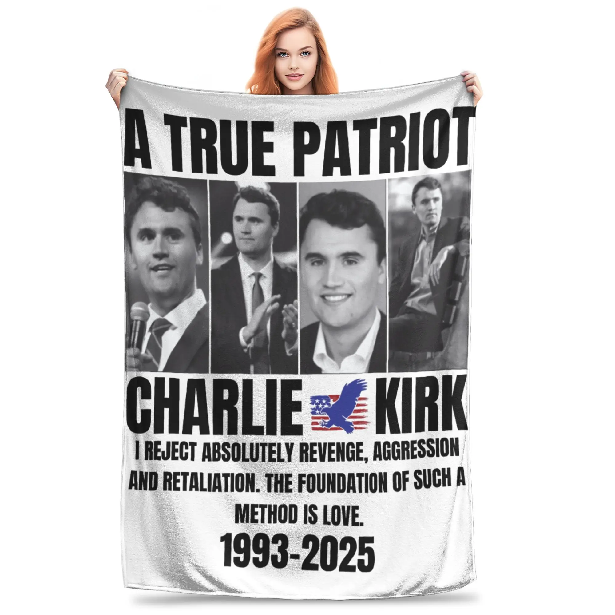 Charlie Kirk A true Patriot Rest In Peace Support Tribute Throw Blanket  Flannel Bedspread For Outdoor Novelty Sofa Bed Cover