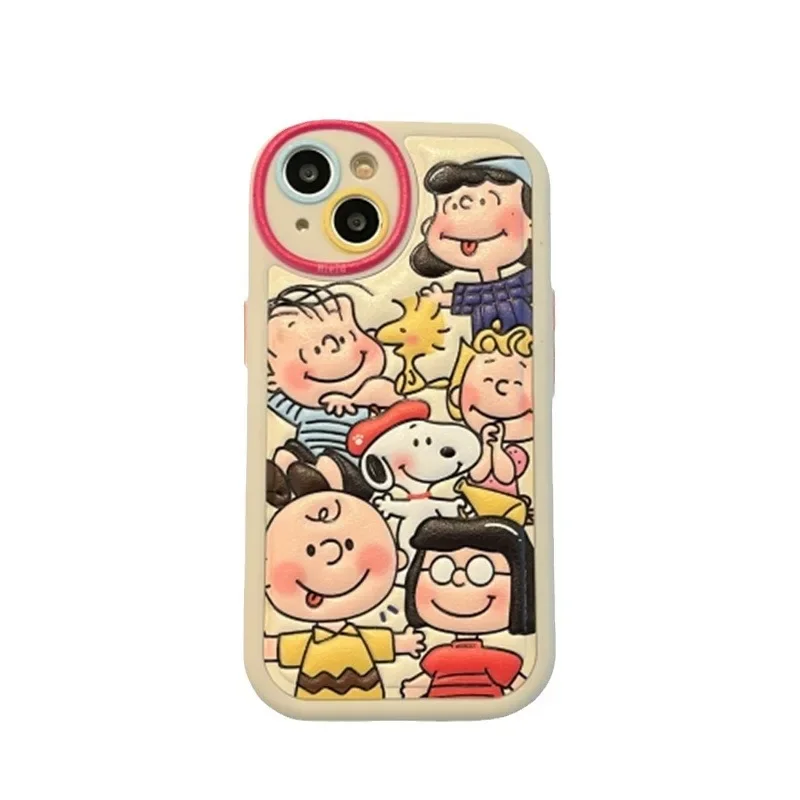Caso de telefone dos desenhos animados para iphone, escudo de silicone macio, anti queda, tampa traseira bonito, kawaii, criativo, Snoopy, iphone 15 pro, 14 max, mais, 13, 12, 11