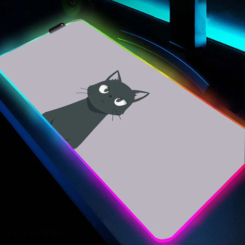 

Kawaii Q-animals RGB Mousepad Mat With Backlit Gaming Cute Cat Originality LED Gamer Mouse Pad Game Rubber Large Mouse Mat XXL