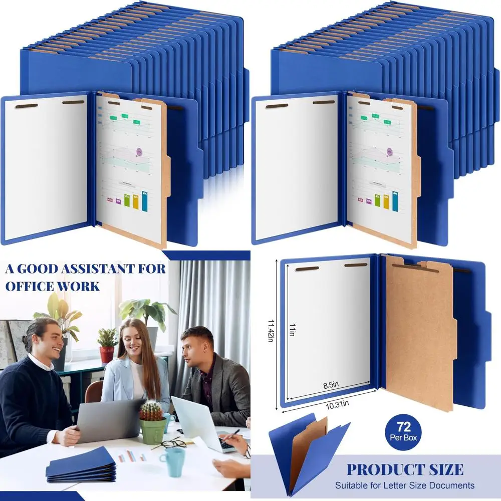 

Letter Size 72-Pocket Pressboard File Folders with Fasteners, Expanding Organizer for Bulk Storage in Offices, Churches, and Don