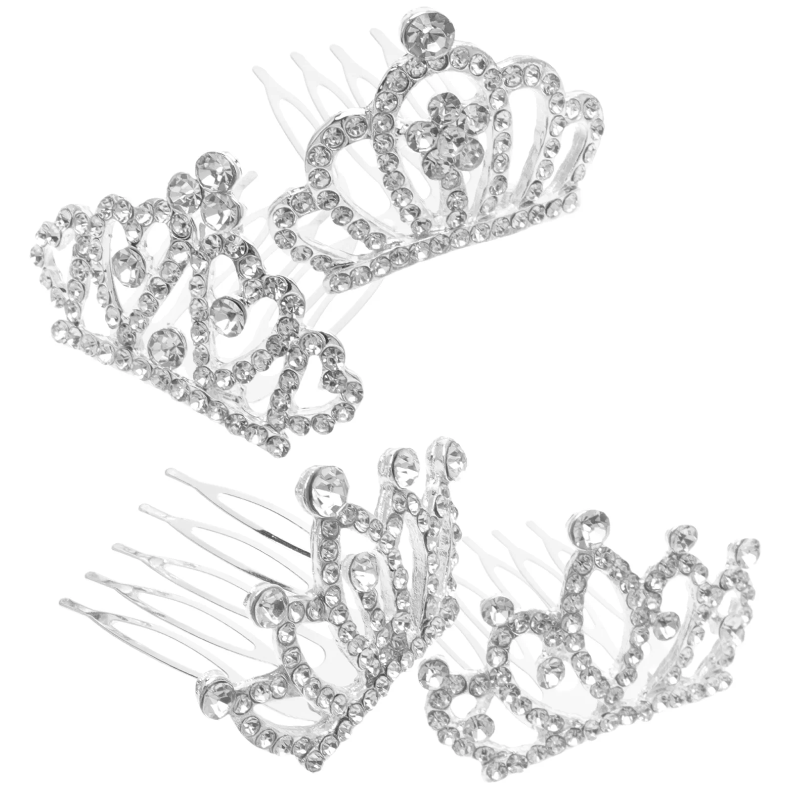 

4 Pcs Crown Comb Hair Mini Clips Kids Rhinestone Tiara Birthday Headdress Party Toddler